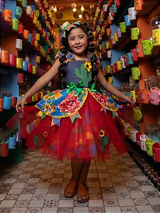 VESTIDO FLOR DE MANDACARÚ (COM CHAPEUZINHO)