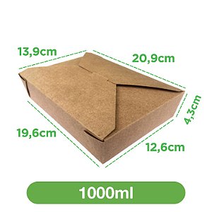 Embalagem 1000ml Kraft | 100 unidades