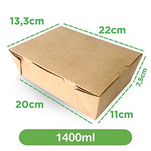 Embalagem 1400ml Kraft | 50 unidades