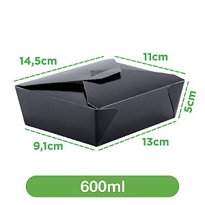 Embalagem 600ml Preta | 100 unidades