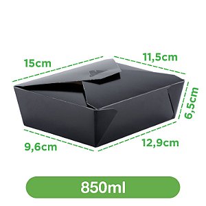 Embalagem 850ml preta | 100 unidades