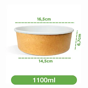 Pote de papel 1100ml kraft (sem tampa) | 100 unidades