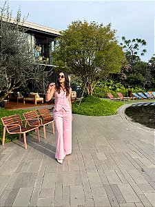 Calça de Linho Confortável e Estilosa Rosa - C1111