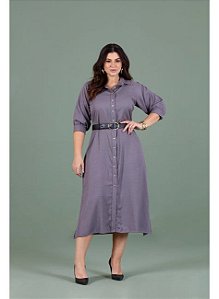Vestido Chemise Plus Size Com Cinto De Couro G1 HADAZA
