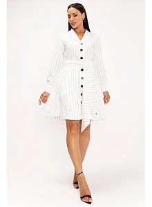 Vestido Chemise de Alfaiataria Risca de Giz P&B Heline LEKAZIS