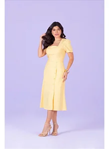 VESTIDO SUPER MIDI EVASÊ DECOTE QUADRADO HADAZA