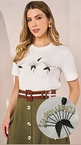 BLUSA DE MALHA COM BORDADO MANUAL FASCINIUS