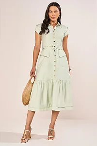 VESTIDO MIDI COM BOLSOS FRONTAIS FASCINIUS