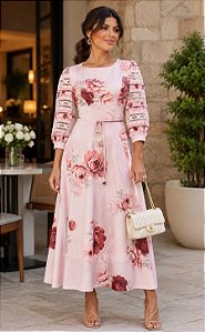VESTIDO ESTAMPADO ROSA FASCINIUS 2732