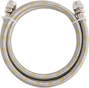 LIGACAO FLEXIVEL INOX P/ GAS C/ ADAPTADOR 3/8" X 1,20M BLUKIT