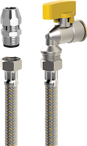 KIT INSTALACAO GAS C/ FLEXIVEL ESPIGAO 3/8 X REGISTRO 1/2 1,20M BLUKIT