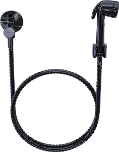 KIT DUCHA LUXO BLACK C/ CRIVO BLACK E REGISTRO C/ DERIVAÇÃO ABS BLACK C/ FLEX INOX 1,20M BLUKIT