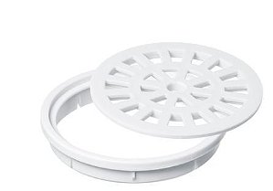 CONJ GRELHA + PORTA GRELHA REDONDA BRANCA 100MM HERC PCT c/ 6UN