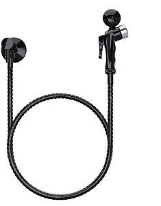 KIT DUCHA POP BLACK C/ CRIVO CR.VOL. BL. REG.CONFORT ABS BL. C/ FLEX INOX BL. 120CM