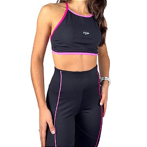 Conjunto Intense – Top com Bojo Removível & Legging com Filete Contrastante Rosa/Pink