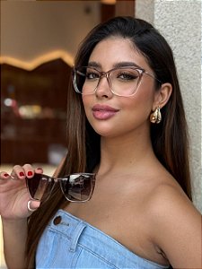 Óculos de Grau Clip-on Elegance - Acetato Rosê Translúcido