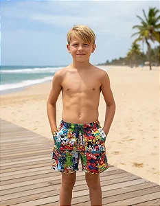 Kit 5 Shorts Infantil Tactel Menino – Conforto e Estilo do 4 ao 10 Anos