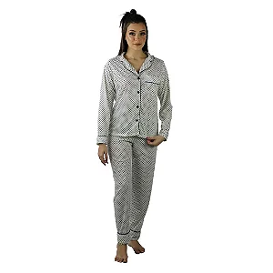 Pijama Feminino Inverno Adulto Americano Malha - Poá