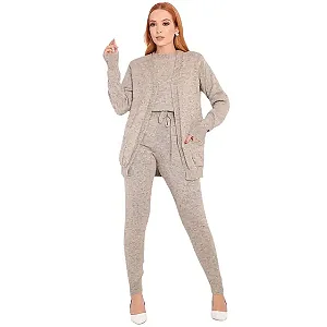 Conjunto Tricot Modal Feminino Calça e Blusa 3 Peças Inverno - Aymee