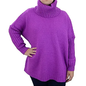 Poncho Feminino Darluam Gola Alta Fucsia - Roxo