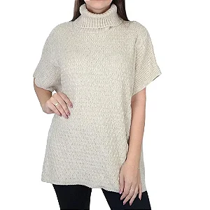 Poncho Feminino Darluam Desagulhado Bege
