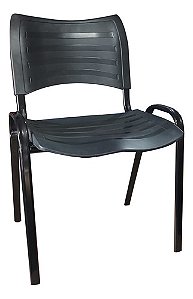 Cadeira Iso Fixa Empilhável Reforçada Oblongo Preta