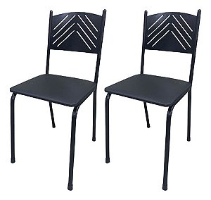 Kit 2 Cadeira Cozinha Jantar Metal Tubular Almofadada