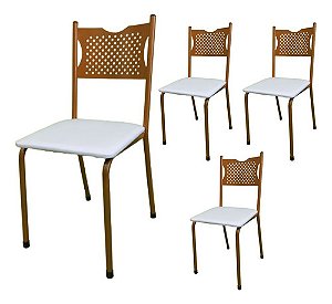 Kit 4 Cadeira De Cozinha Mc Jantar Tubular Dourada Estrutura