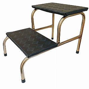 Escada Escadinha 2 Degraus para Maca e Depilação – TOTAL INOX Dourada | MedCombo
