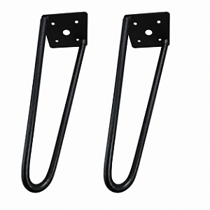 kit 2 Pés De Ferro Hairpin Legs 20cm Preto Medcombo Para Mesa