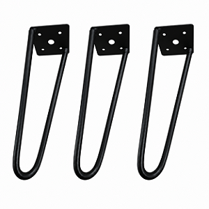 kit 3 Pés De Ferro Hairpin Legs 20cm Preto Medcombo Para Mesa