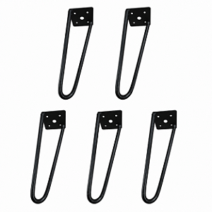 kit 5 Pés De Ferro Hairpin Legs 20cm Preto Medcombo Para Mesa