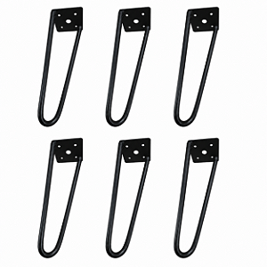 kit 6 Pés De Ferro Hairpin Legs 20cm Preto Medcombo Para Mesa