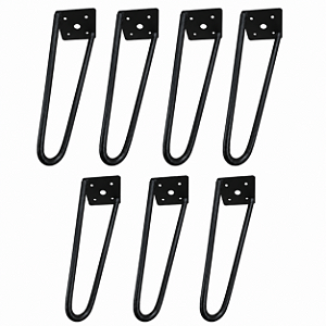 kit 7 Pés De Ferro Hairpin Legs 20cm Preto Medcombo Para Mesa