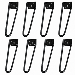 kit 8 Pés De Ferro Hairpin Legs 20cm Preto Medcombo Para Mesa