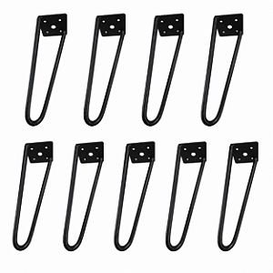 kit 9 Pés De Ferro Hairpin Legs 20cm Preto Medcombo Para Mesa