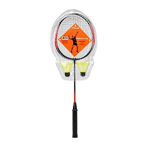 Kit Badminton 2 Raquetes + 2 Petecas Praia Quadra Vollo Cor Preto E Laranja