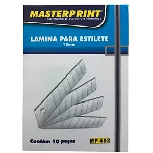LAMINA P/ ESTILETE 18MM MP 452 CX C/10 LAMINAS MASTERPRINT
