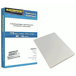 PLASTICO PLASTIFICACAO A4 100 FOLHAS 175 MICRAS 0,07 CX COM 100 MP