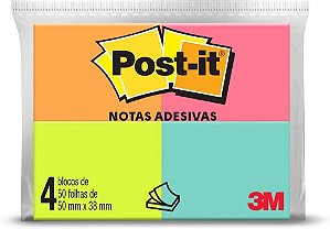 POST-IT 4 BLOCOS TROPICAL 3M 200FLS 38X50MM 3M