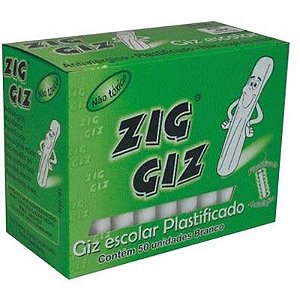 GIZ ESCOLAR BRANCO PLASTIFICADO C/50 ZIG GIZ CX