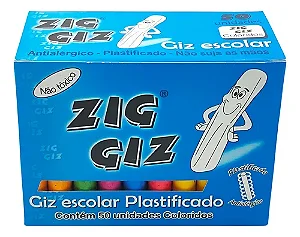 GIZ ESCOLAR COLORIDO PLASTIFICADO C/50 ZIG GIZ