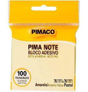 BLOCO DE RECADO AUTOADESIVO 76X76MM AMARELO - 100 FLS