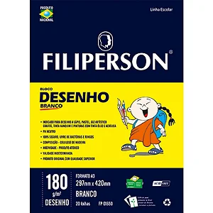 BLOCO DESENHO 20 FOLHAS A3 180G BRANCO