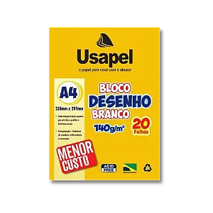 BLOCO DESENHO 20 FOLHAS A4 140G BRANCO
