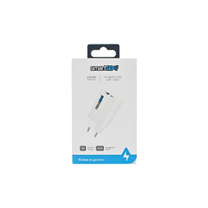 Fonte Carregador Duplo USB-C + USB - SmartGO Elite Pro 20W PD Garantia 10 Anos