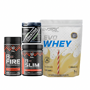KIT B FIRE + B SLIM + SLIM LINE+ EVO WHEY 1KG + CREATINA 300G
