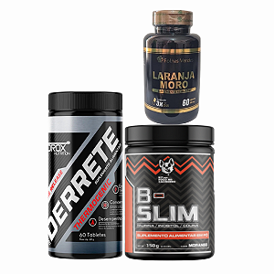 KIT EMAGRECEDOR DERRETE 60 COMPRIMIDOS + B SLIM + LARANJA MORO