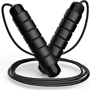 Corda de Pular Profissional Speed Rope Ajustável com Rolamento e Cabo de Aço Revestido