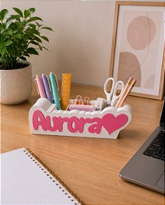 Organizador de Mesa Personalizado com Nome em Relevo – Porta-Canetas de Impressão 3D